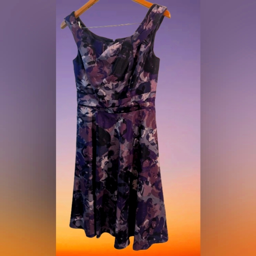 David's Bridal Evening Formal Asymmetrical Purple Floral Dress Size 4